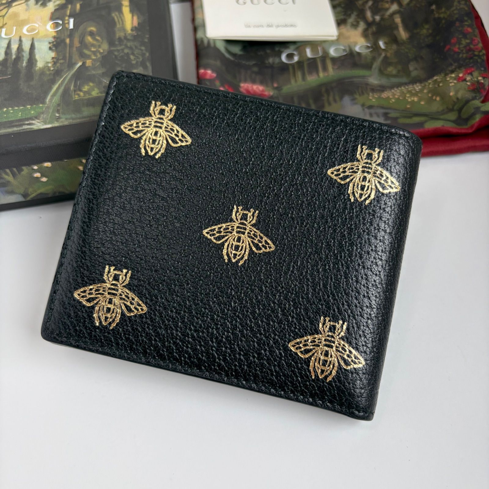 GUCCI グッチ 二つ折り財布 アニマリエ 蜂 ビー GGスプリームコンパクト 未使用保管品】GUCCI グッチ アニマリエ ビー 蜂モチーフ レザー 2