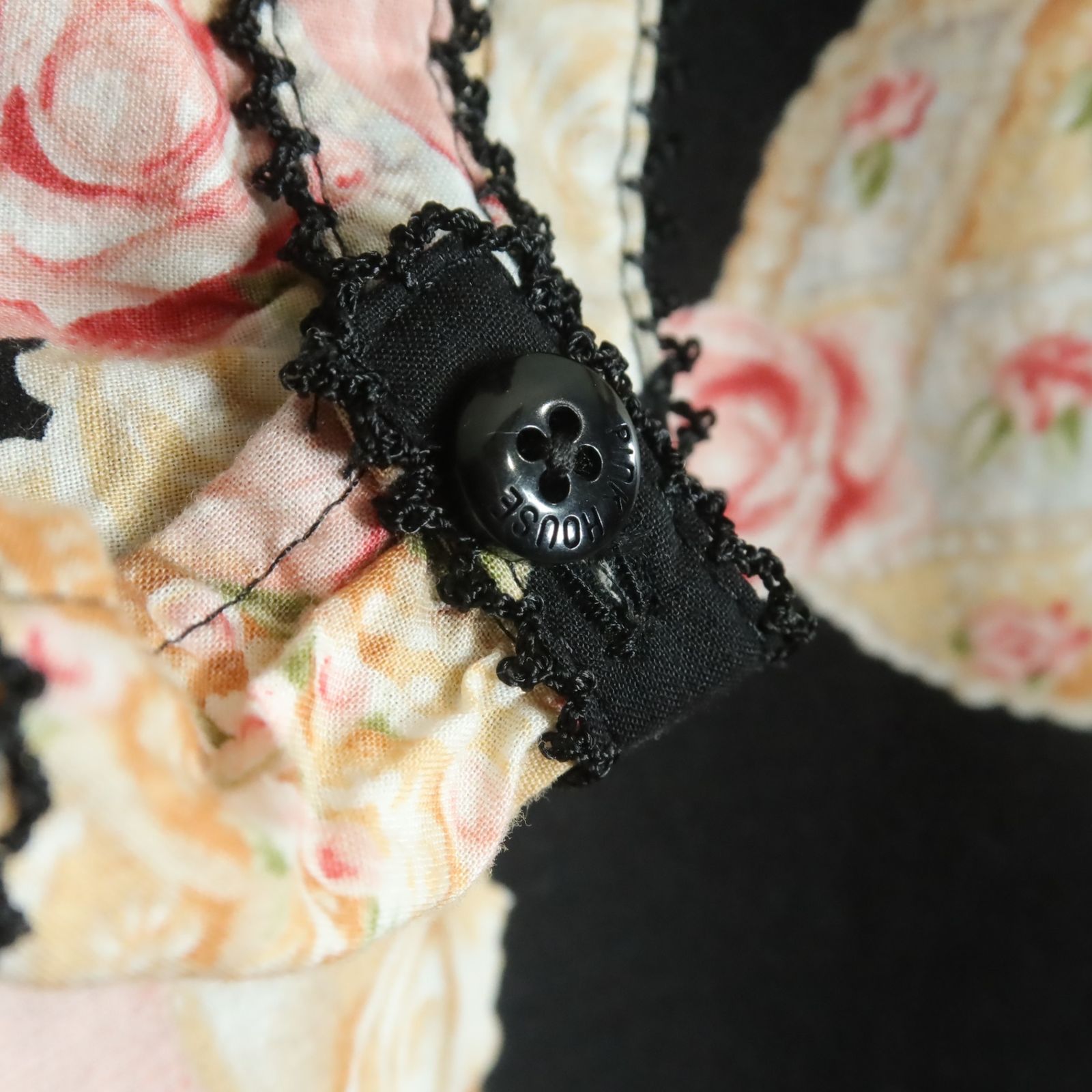 美品】ピンクハウス☆ローズ柄♪チュニックワンピース ピコ刺繍 綿