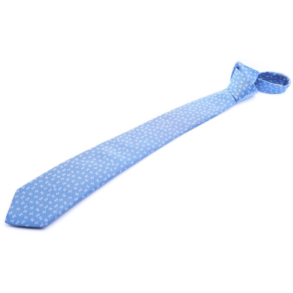 HERMES エルメス H C'est la Fete Hロゴ シルクネクタイ 33932IT ブルー HERMES (エルメス) H C'est la Fete Hロゴ シルクネクタイ 33932IT