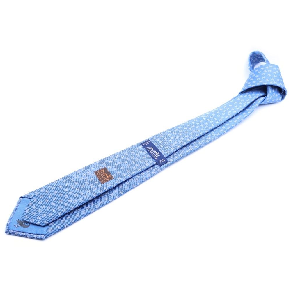 HERMES エルメス H C'est la Fete Hロゴ シルクネクタイ 33932IT ブルー HERMES (エルメス) H C'est la Fete Hロゴ シルクネクタイ 33932IT