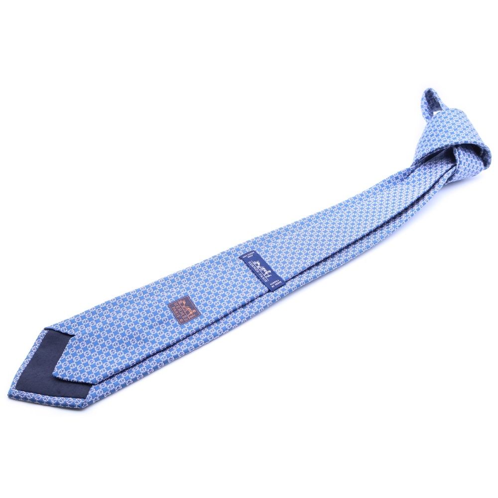HERMES (エルメス) シェーヌダンクル柄シルクネクタイ 65924IT