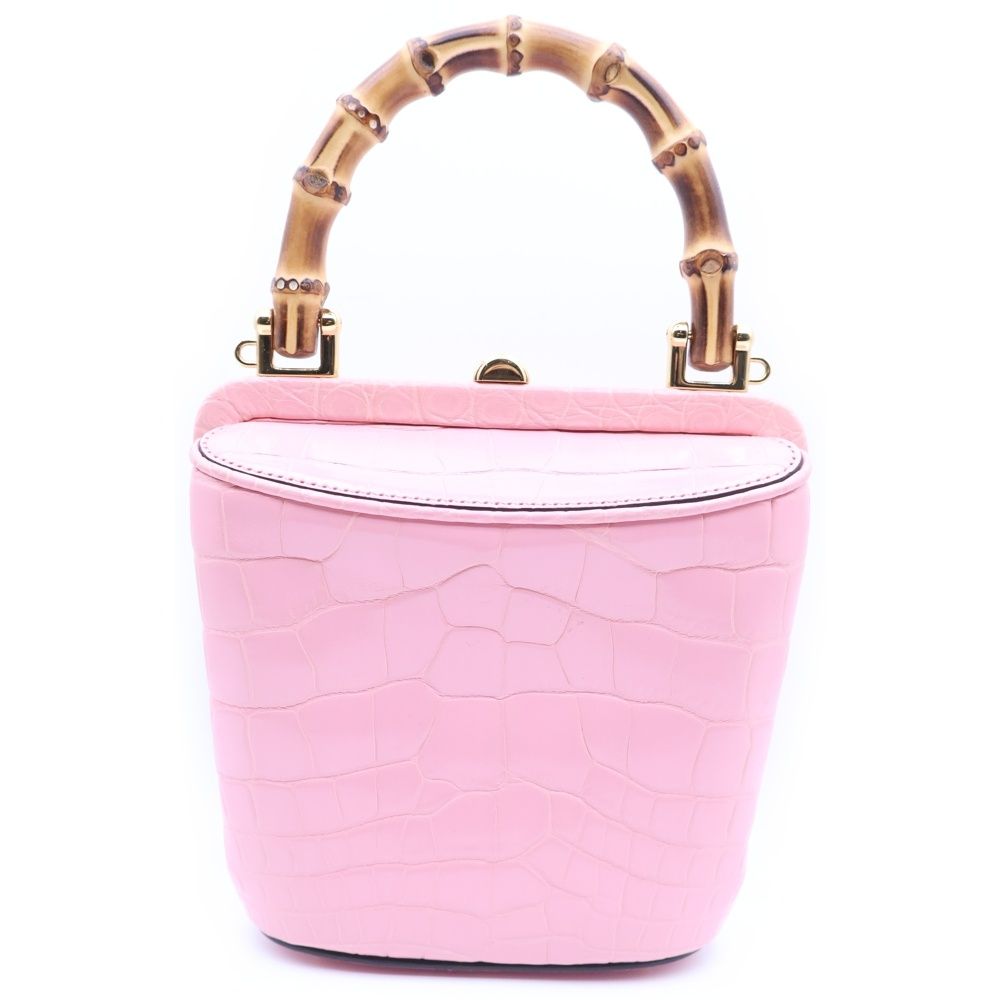 GUCCI (グッチ) バンブー クロコダイル レザー ミニバケット 2WAY