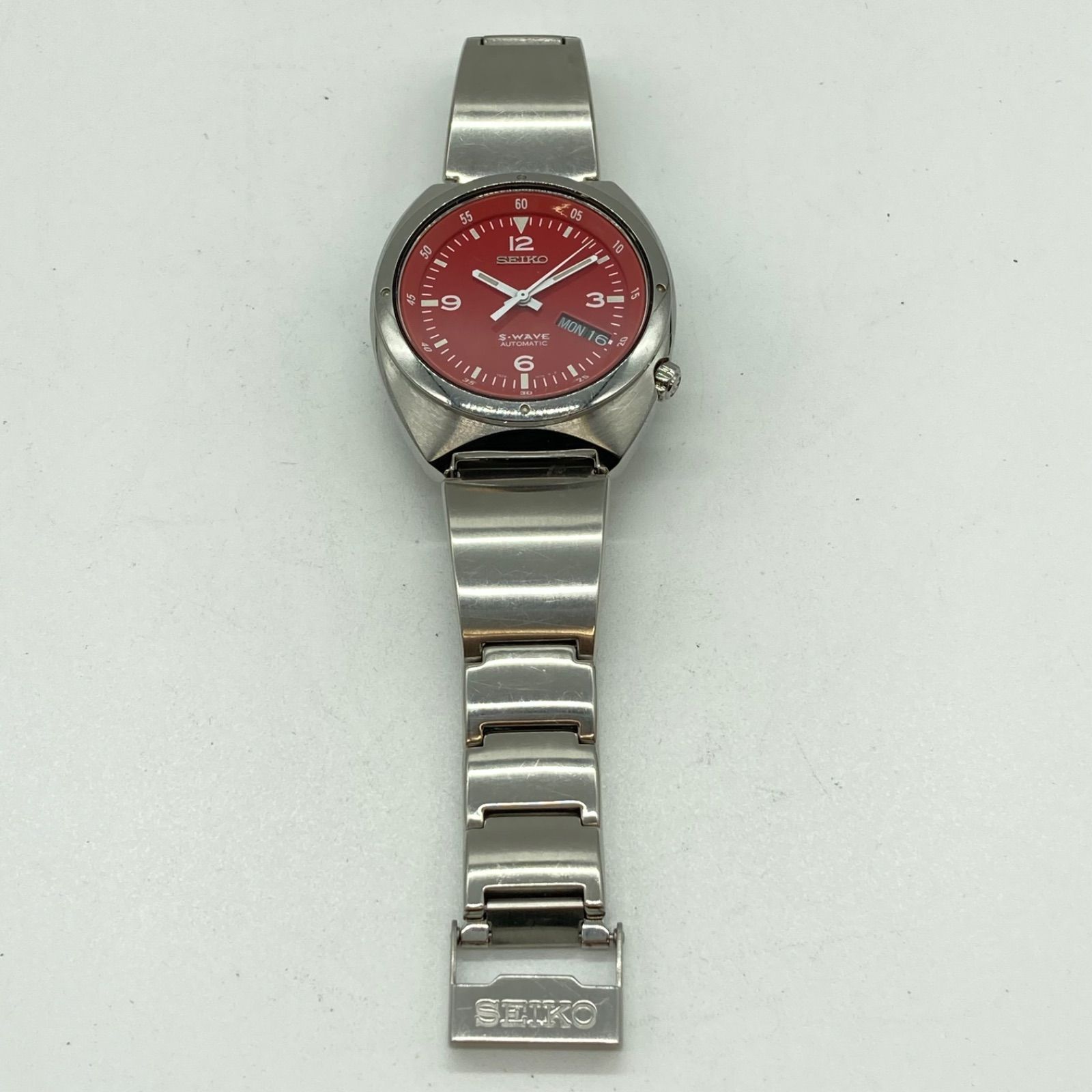 HDN577【稼働品】SEIKO 腕時計 S-WAVE レッド文字盤 - メルカリ