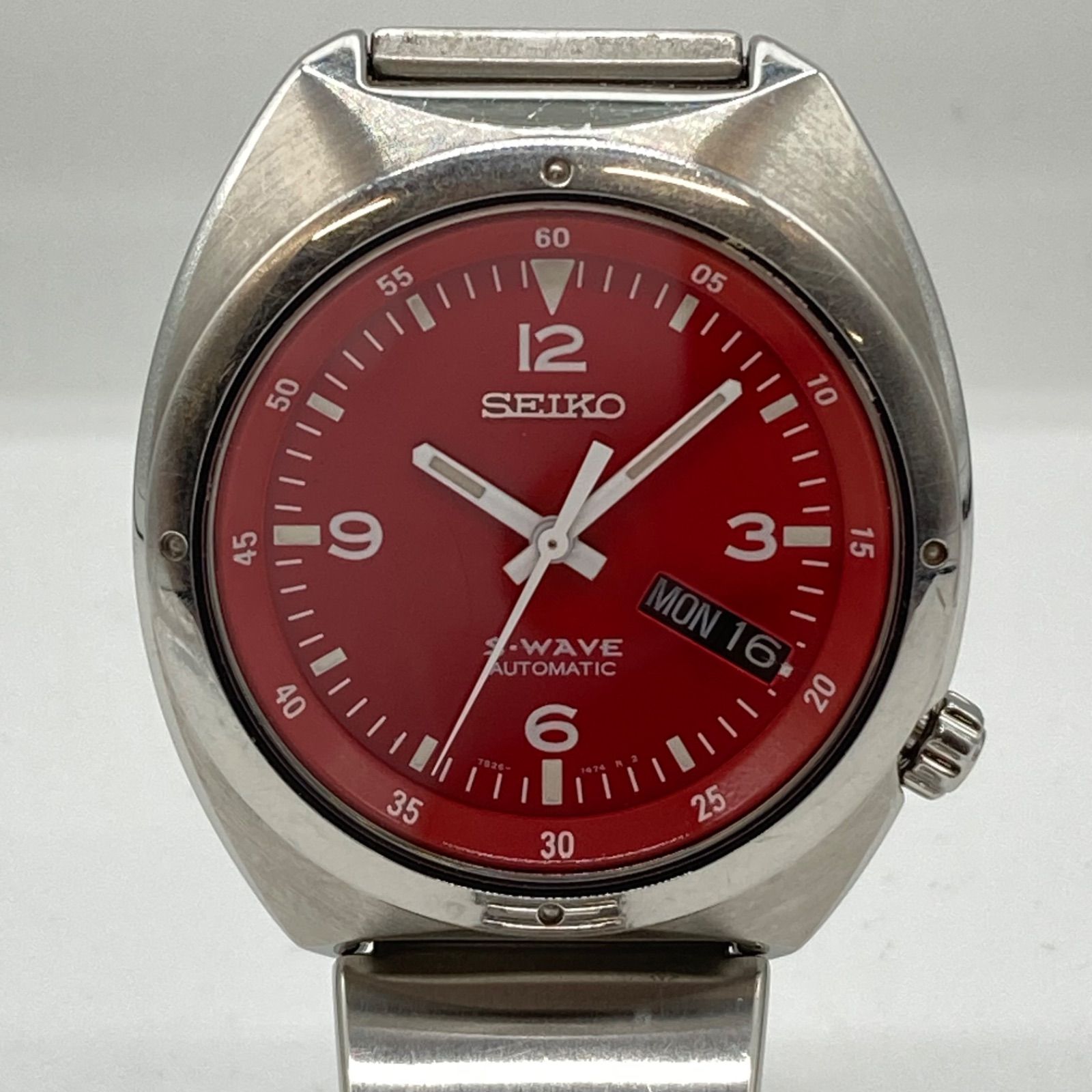HDN577【稼働品】SEIKO 腕時計 S-WAVE レッド文字盤 - メルカリ