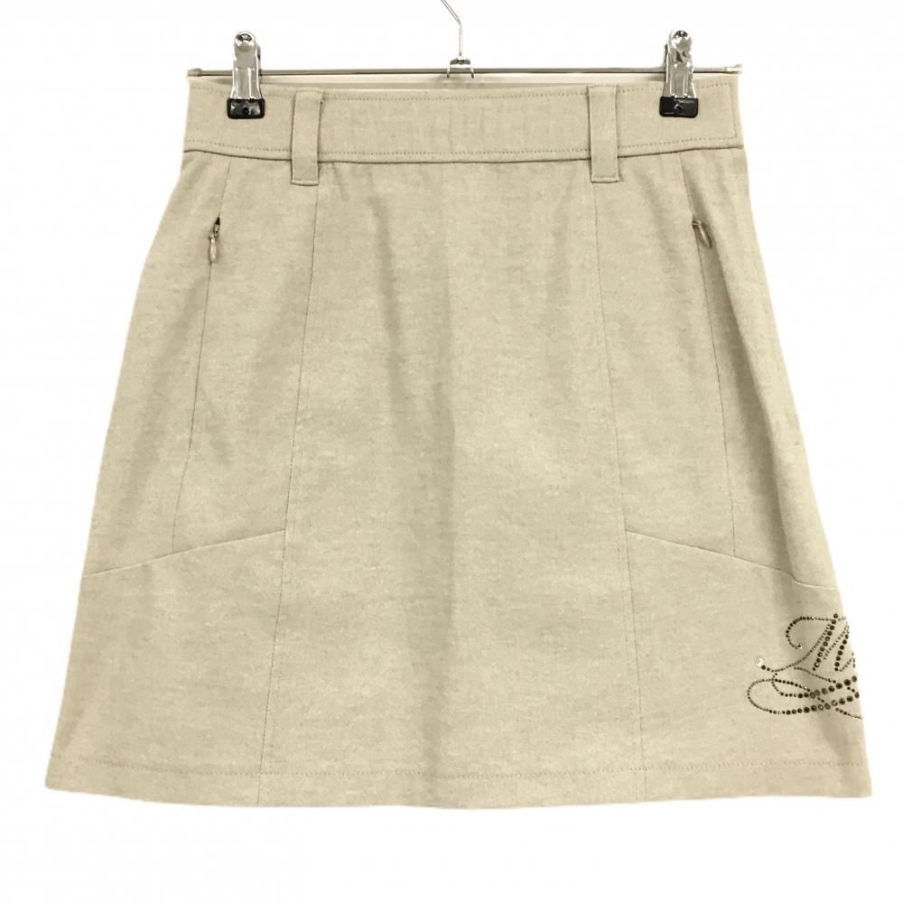 M.U SPORTS ゴルフスカート ベージュ 超美品】MUスポーツ スカート ベージュ 麻混 ラインストーン 無地