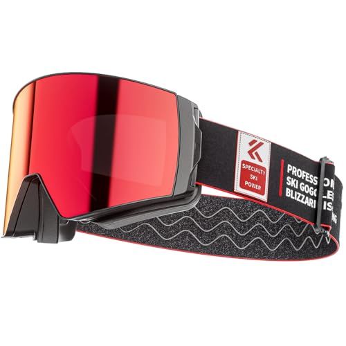 新品 KAPVOE スキーゴーグル メンズ レディース 曇り止めダブルレンズ スノーボード スノーモービル スキー 雪山登山 対応スノボ ゴーグル 軽量TPUフレーム 快適EVAフォーム 大視界 UV400 紫外線カット (防眩光 レッド)
