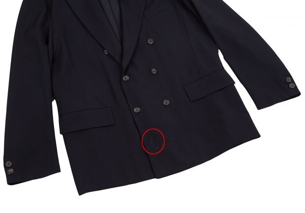 ヨウジヤマモト プールオムYohji Yamamoto POUR HOMME ウールギャバダブルジャケット 紺L ヨウジヤマモト プールオムYohji Yamamoto POUR HOMME ウールギャバ