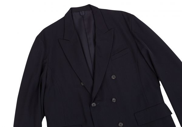 ヨウジヤマモト プールオムYohji Yamamoto POUR HOMME ウールギャバダブルジャケット 紺L ヨウジヤマモト プールオムYohji Yamamoto POUR HOMME ウールギャバ