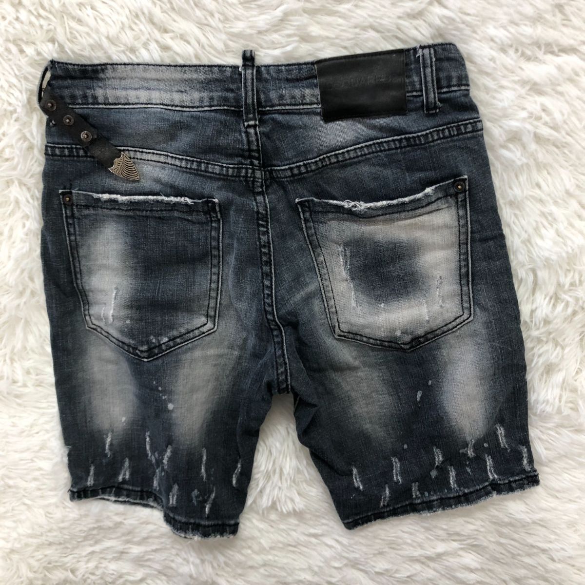 DSQUARED2 イタリア製 ブラックデニム ショーツ DSQUARED2 デニムショートパンツ／ イタリア製 W約74cm ダメージ加工