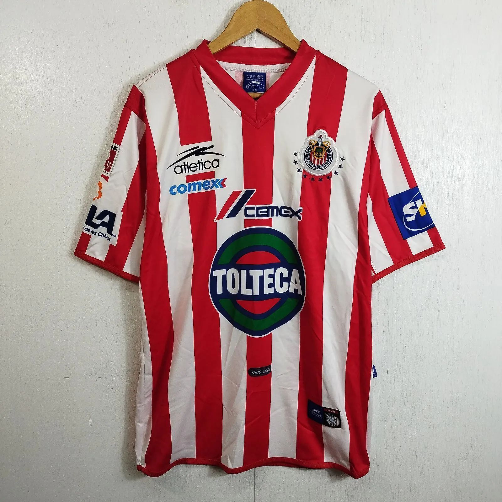 Atletica 2002-03 ユニフォーム ゲームシャツ メキシコ サッカー CDグアダラハラ チバス ホーム football レッド ホワイト M C579