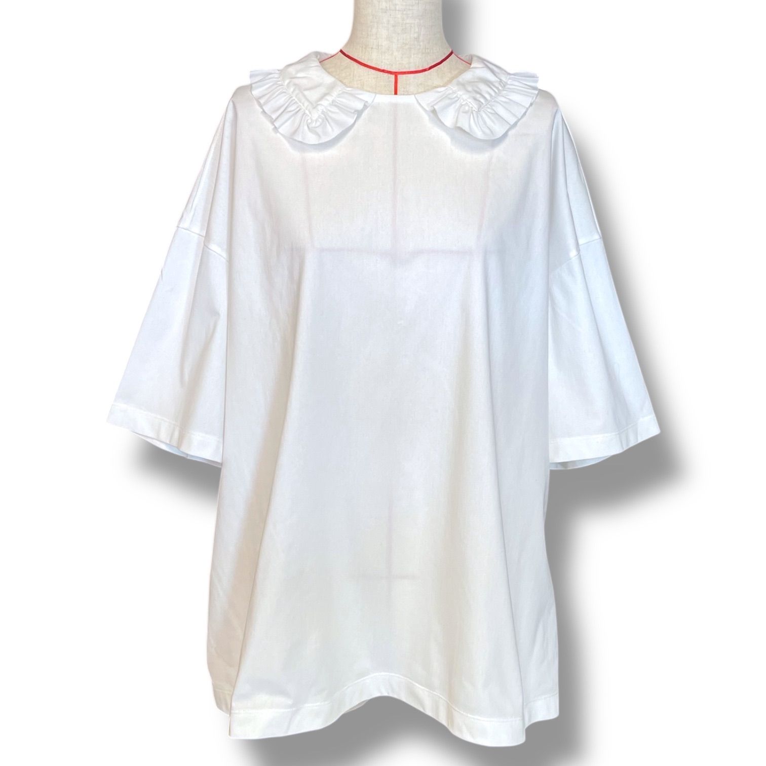 yori ヨリ フリル衿ビッグTee Tシャツ カットソー 半袖 五分袖 バック 