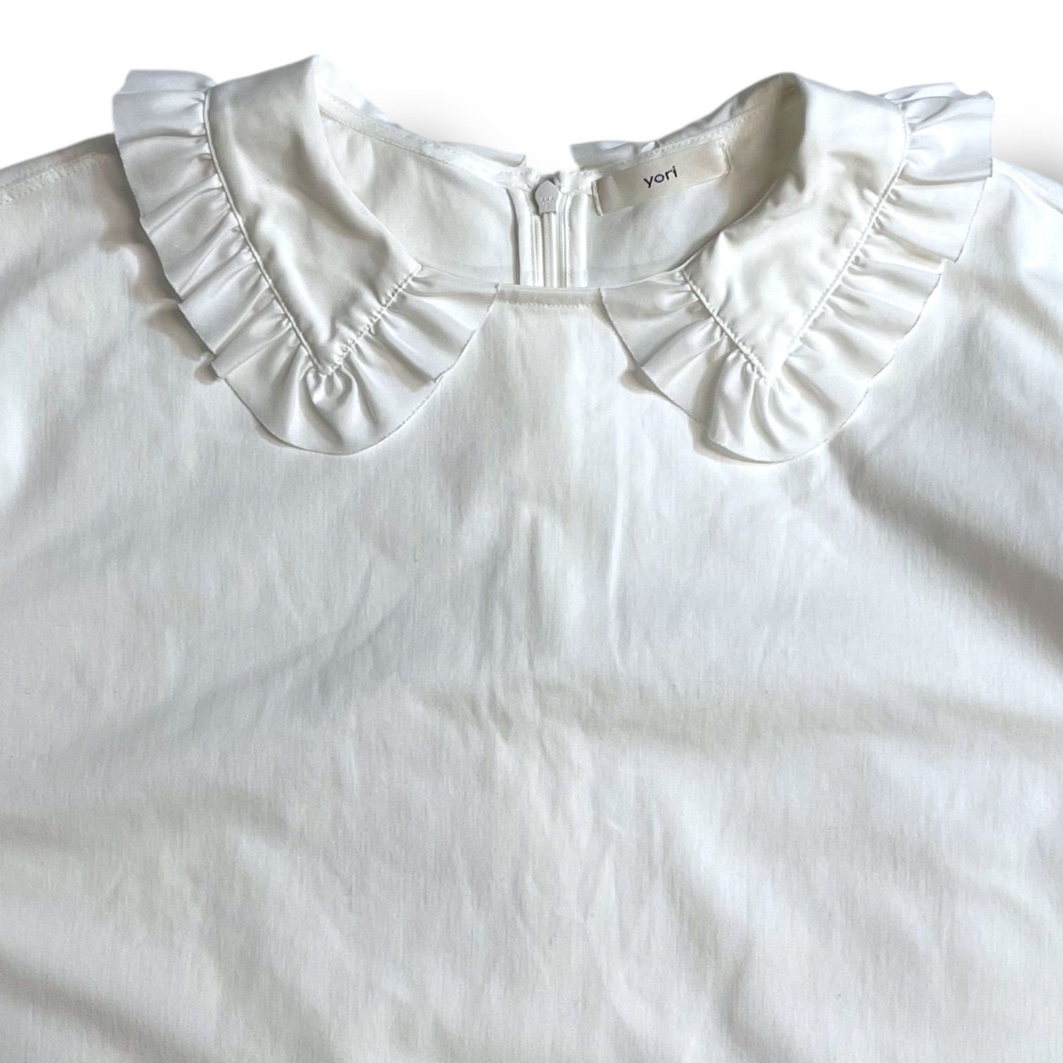 yori ヨリ フリル衿ビッグTee Tシャツ カットソー 半袖 五分袖 バック 