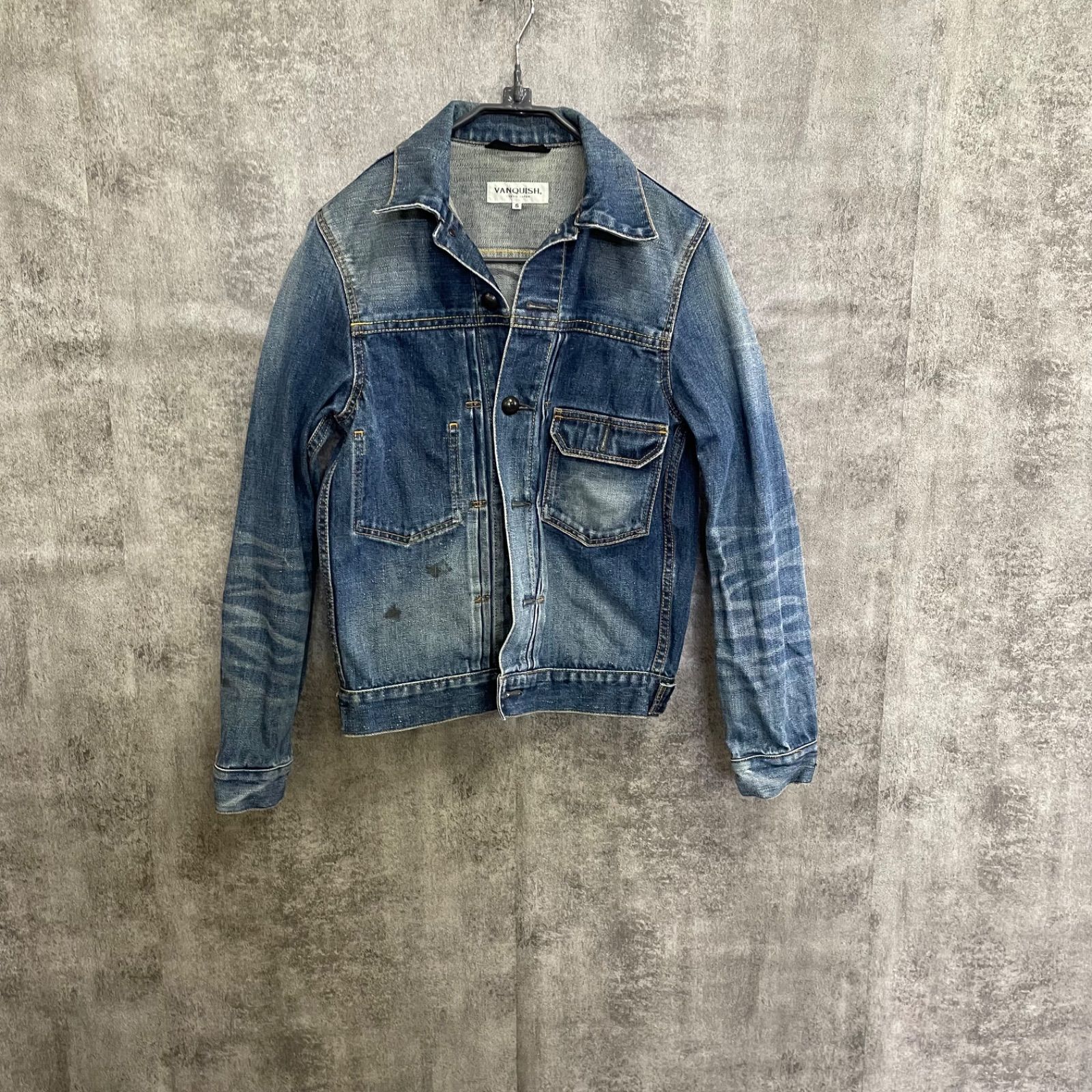 Y-451】VANQUISH デニムジャケット S 日本製 TOKYO ダメージ加工 G 