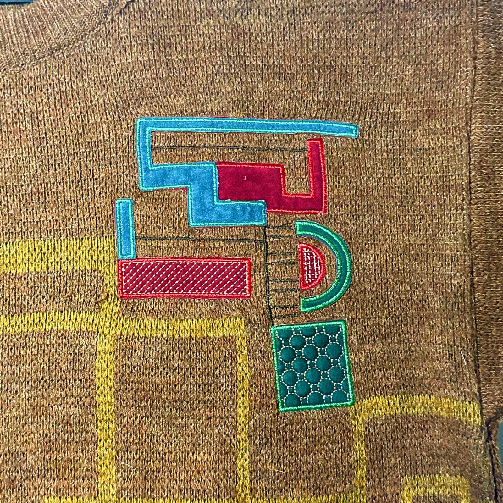 イタリア製】90s古着 デザインニット アート 幾何学的模様 
