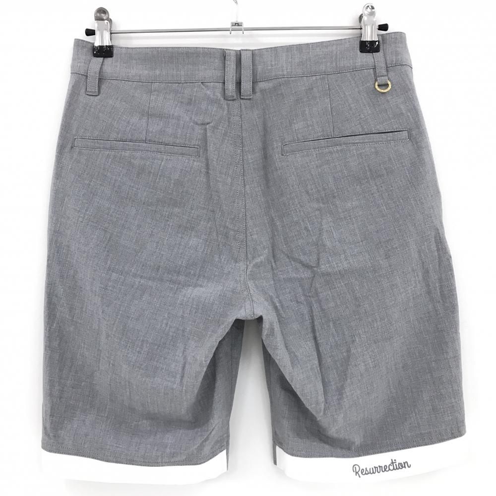 美品】レザレクション ハーフパンツ グレー×白 ストレッチ ロゴ