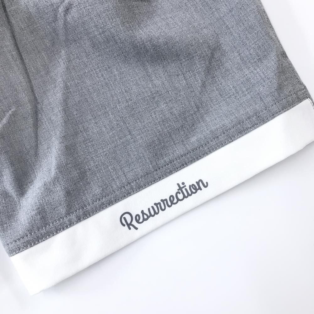 美品】レザレクション ハーフパンツ グレー×白 ストレッチ ロゴ