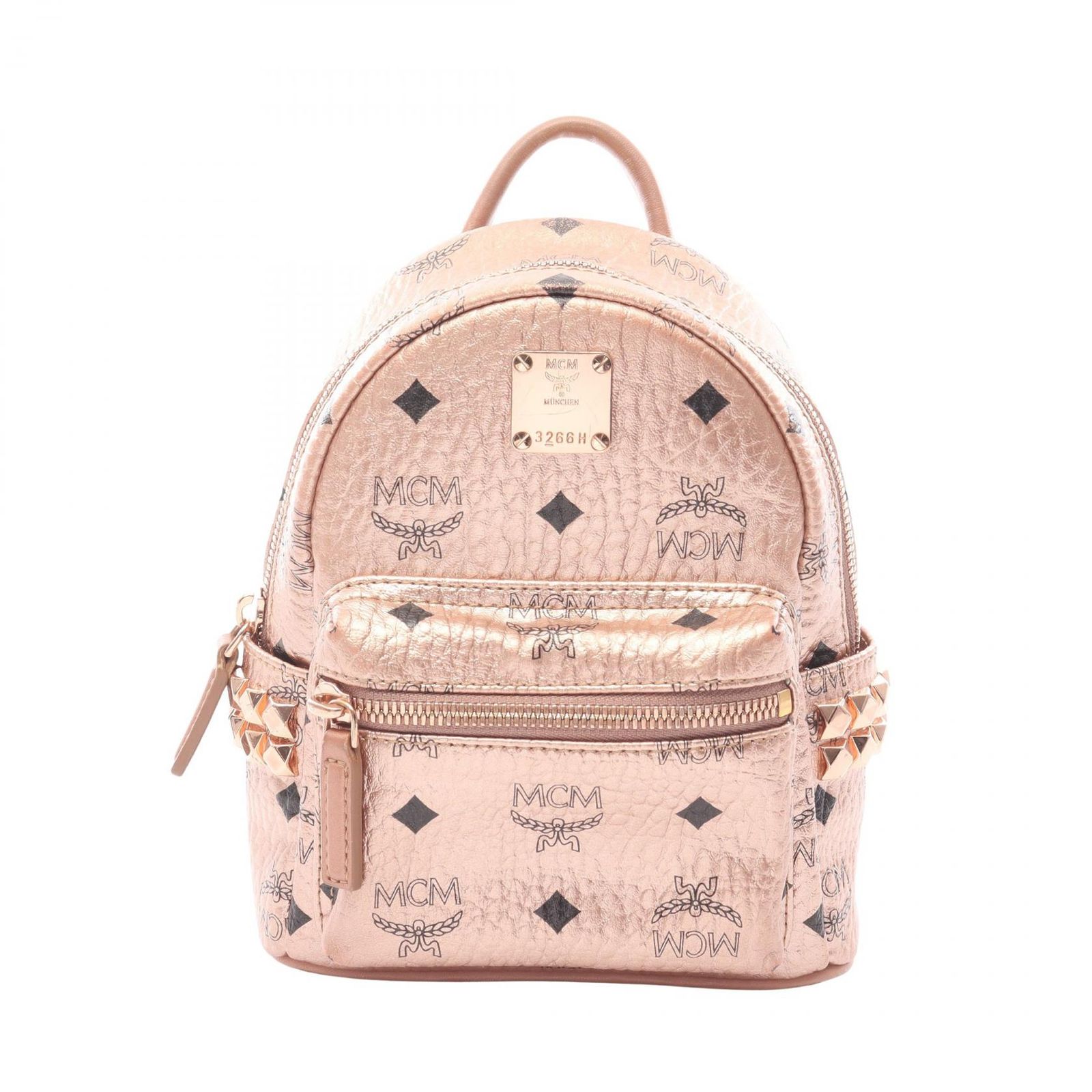 MCM MCM Rucksack Backpack STARK Stark Stark Visetos Pink Gold PVC Coated Canvas Leather Stark Visetos Backpack