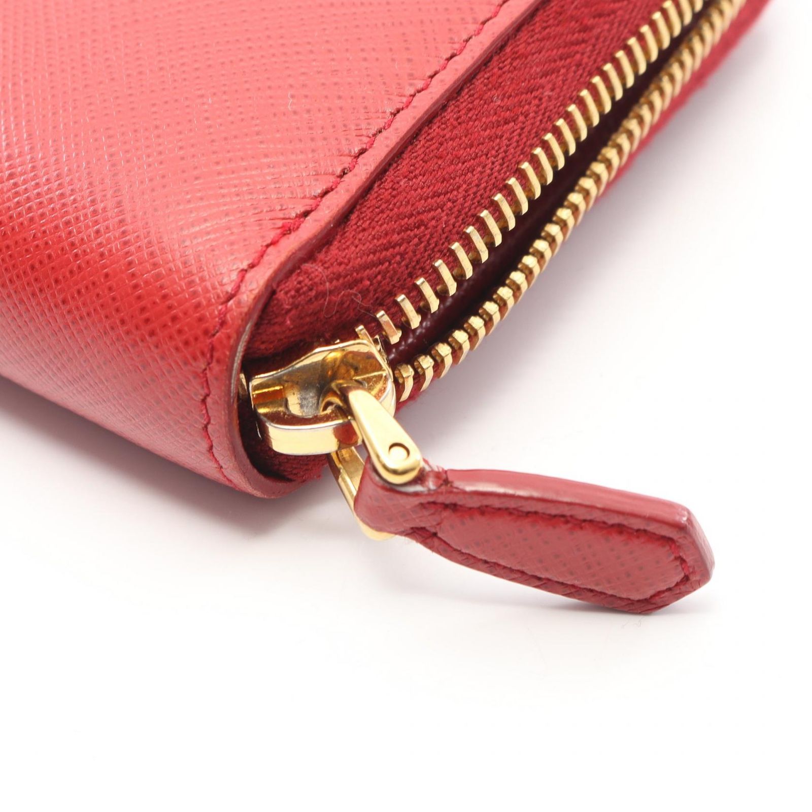 プラダ PRADA ラウンド長財布 レッド レザー ラウンドファスナー長財布 