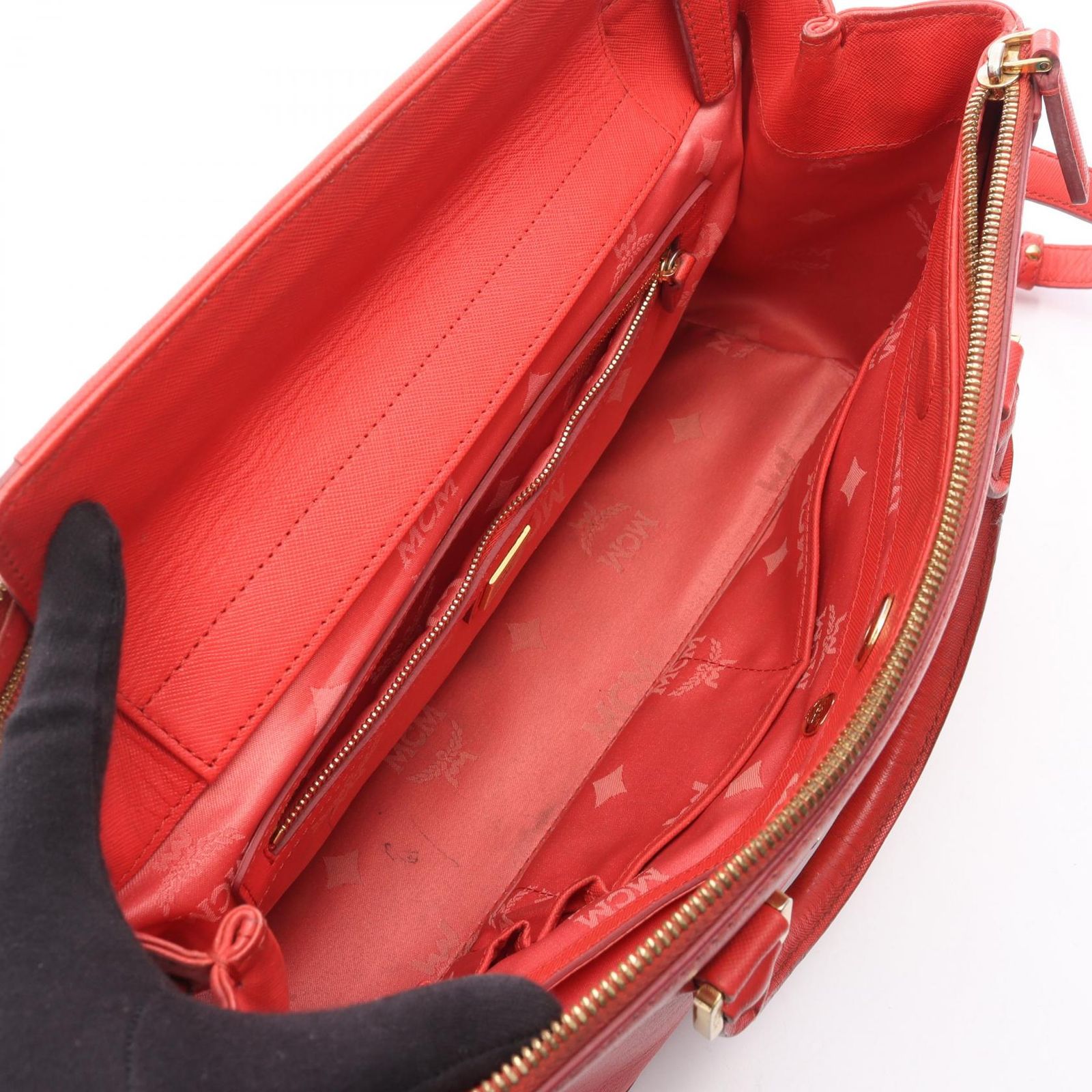 エム・シー・エム MCM トートバッグ レッド レザー 2wayショルダー 