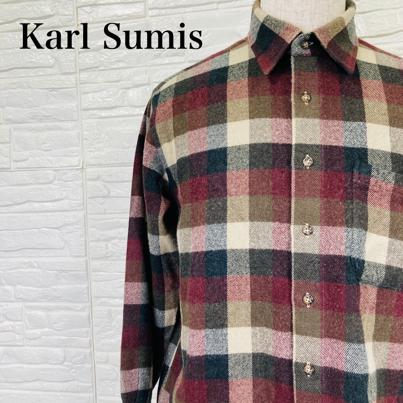 Karl Sumis カールスミス チェックネルシャツ ブラウン レッド 0273K