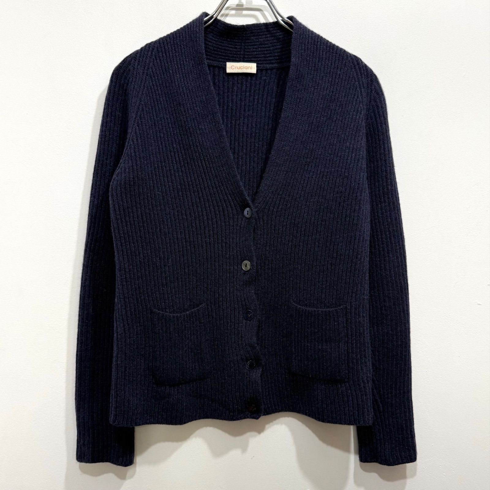 カシミヤ100% cruciani クルチアーニ カーディガン ネイビー 40【送料 