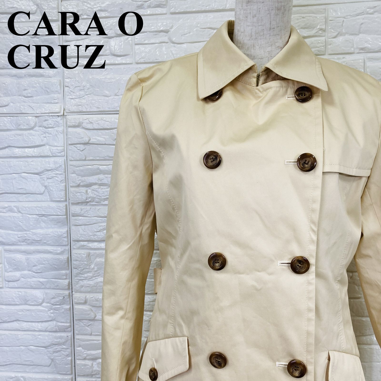 CARA O CRUZ キャラオクルス トレンチコート ライナー ベージュ ダブルボタン 0303K