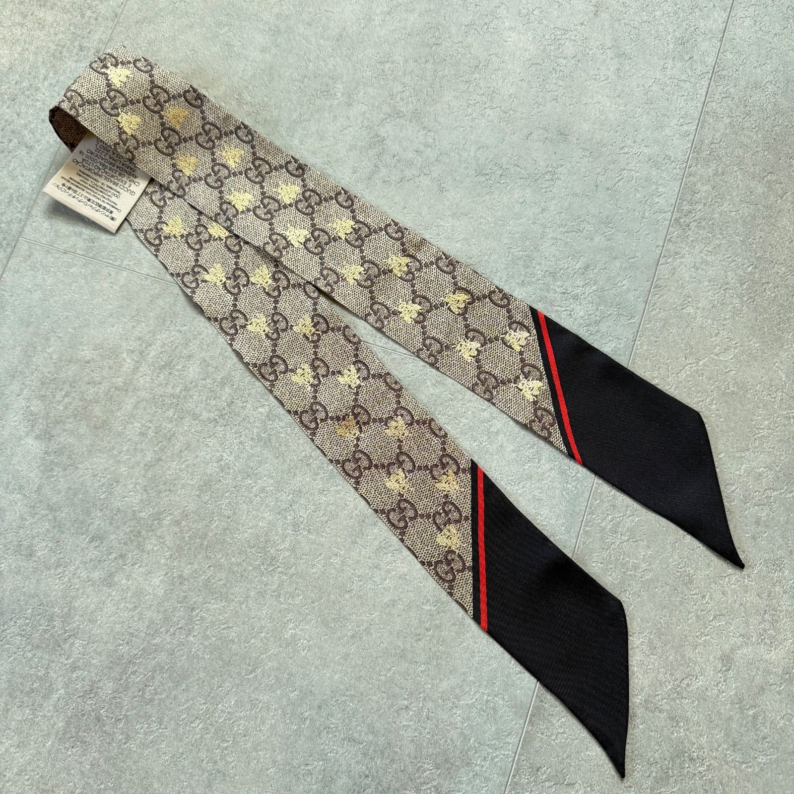 極美品 GUCCI グッチ ネックボウ リボンスカーフ gg ビー ハチ 蜂