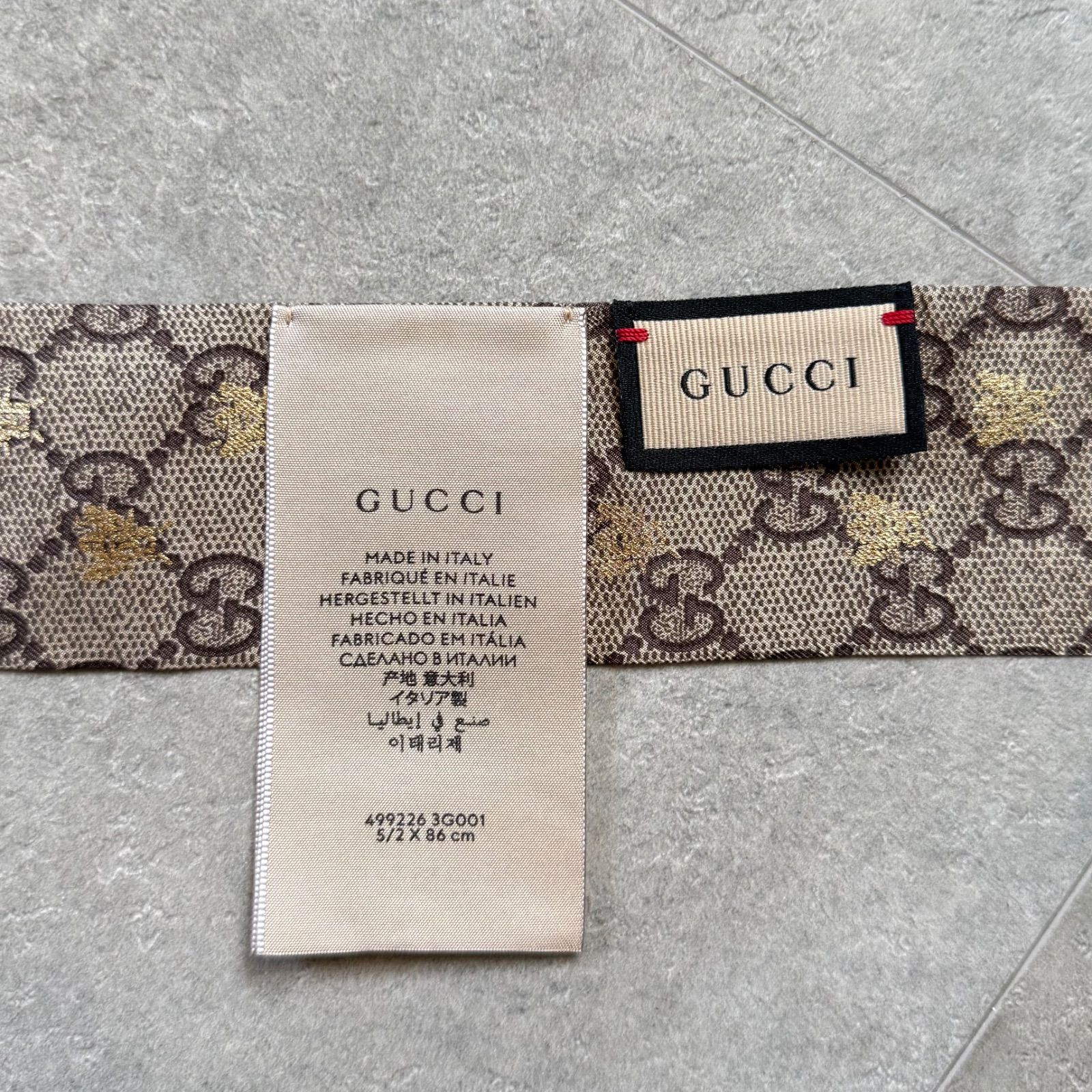 極美品 GUCCI グッチ ネックボウ リボンスカーフ gg ビー ハチ 蜂