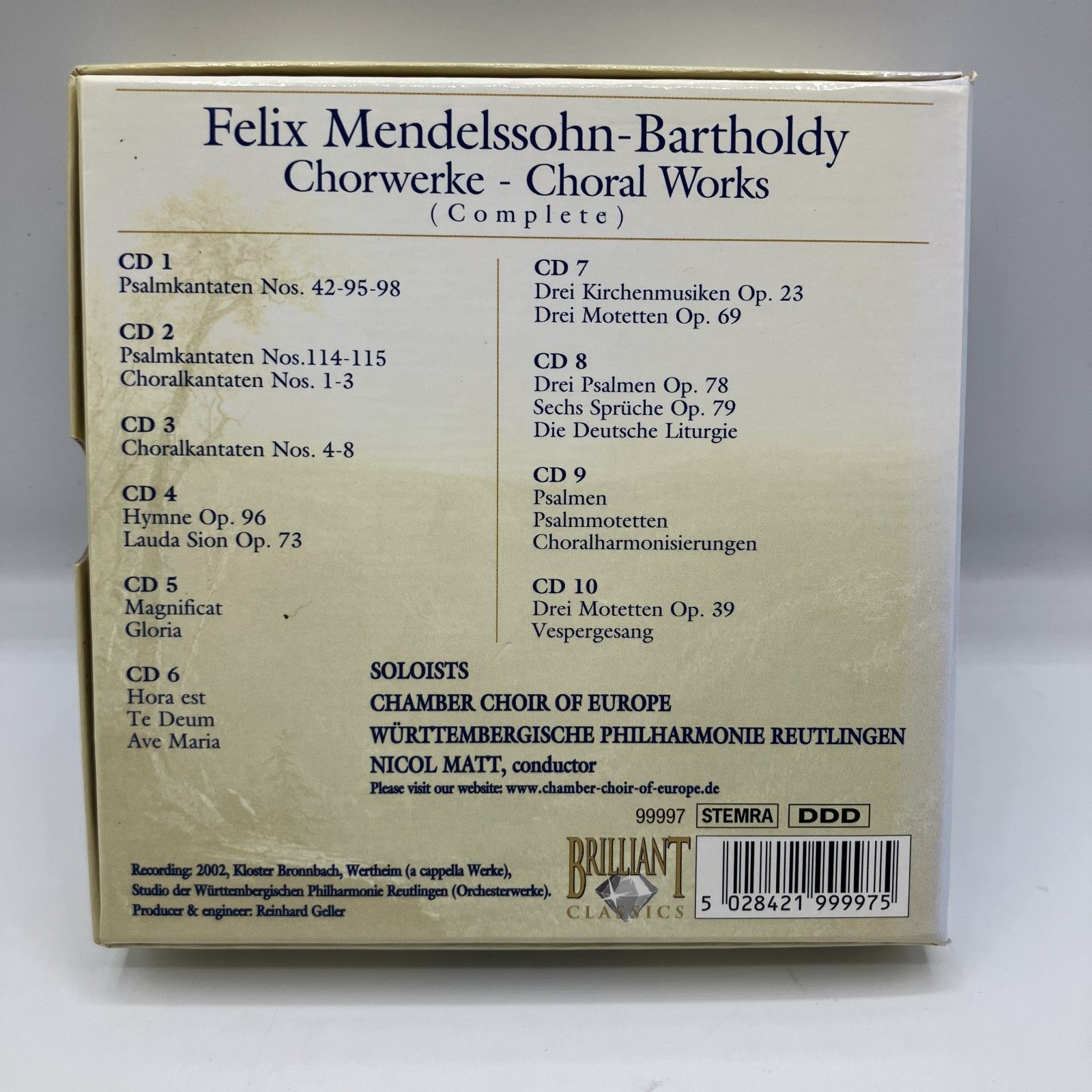 ☆MENDELSSOHN: CHORAL WORKS COMPLETE (10CD) BRL99997 CHAMBER CHOIR 