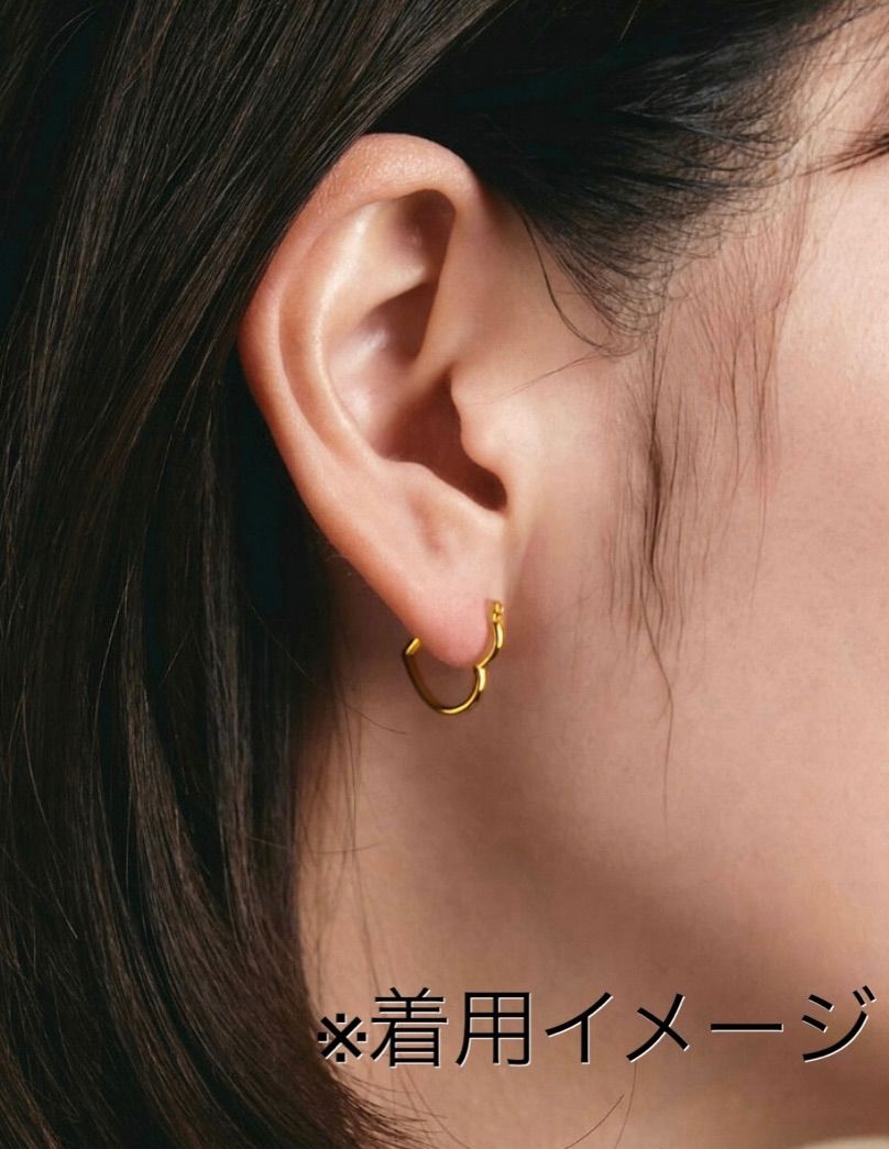 18金 ポスト ハート フープ ピアス 刻印有り K18ポスト - メルカリ