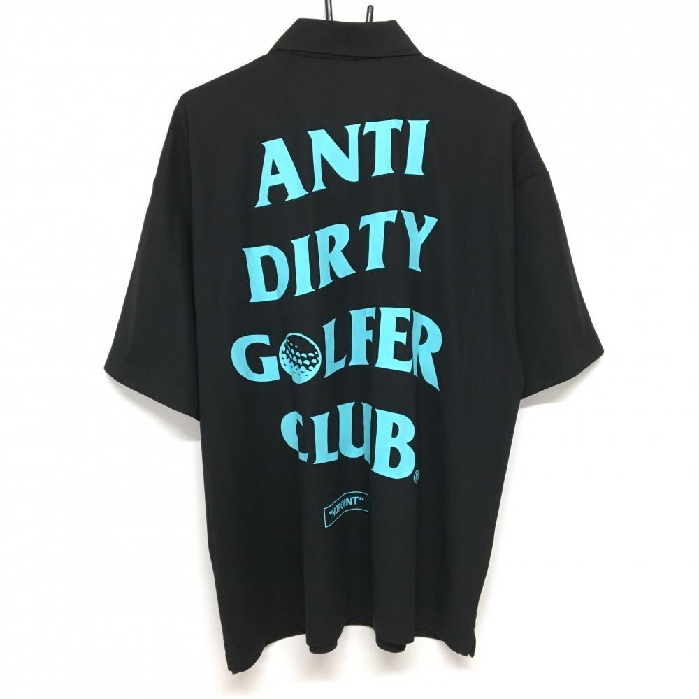 未使用級✨ ANTI DIRTY GOLFER CLUB ポロシャツ L 半袖 超美品】ノーポイント 半袖ポロシャツ 黒×ライトブルー ANTI DIRTY