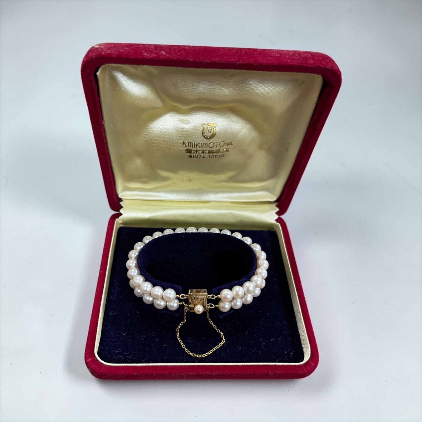 ミキモト MIKIMOTO 2連パールブレスレット アコヤ真珠 K14 刻印あり