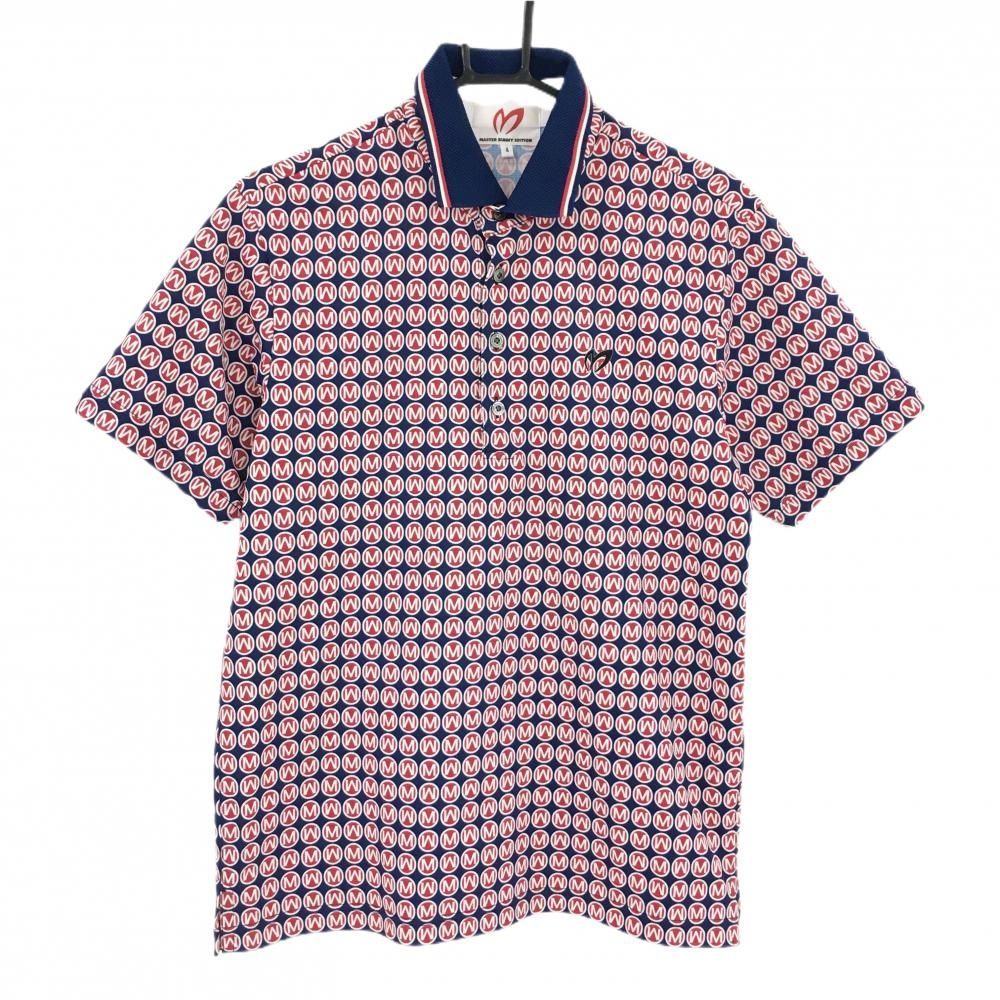 超美品】マスターバニー 半袖ポロシャツ ネイビー×レッド 総柄 総柄