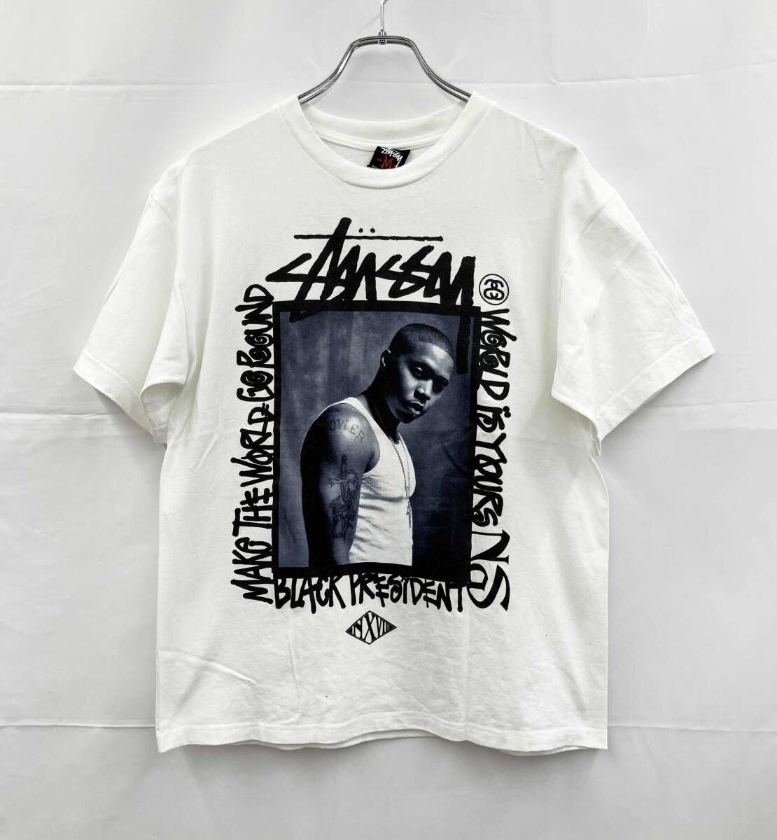 STUSSY × NEXUS7 × NAS ステューシー×ネクサスセブン×ナズ 半袖Tシャツ M ホワイト 夏