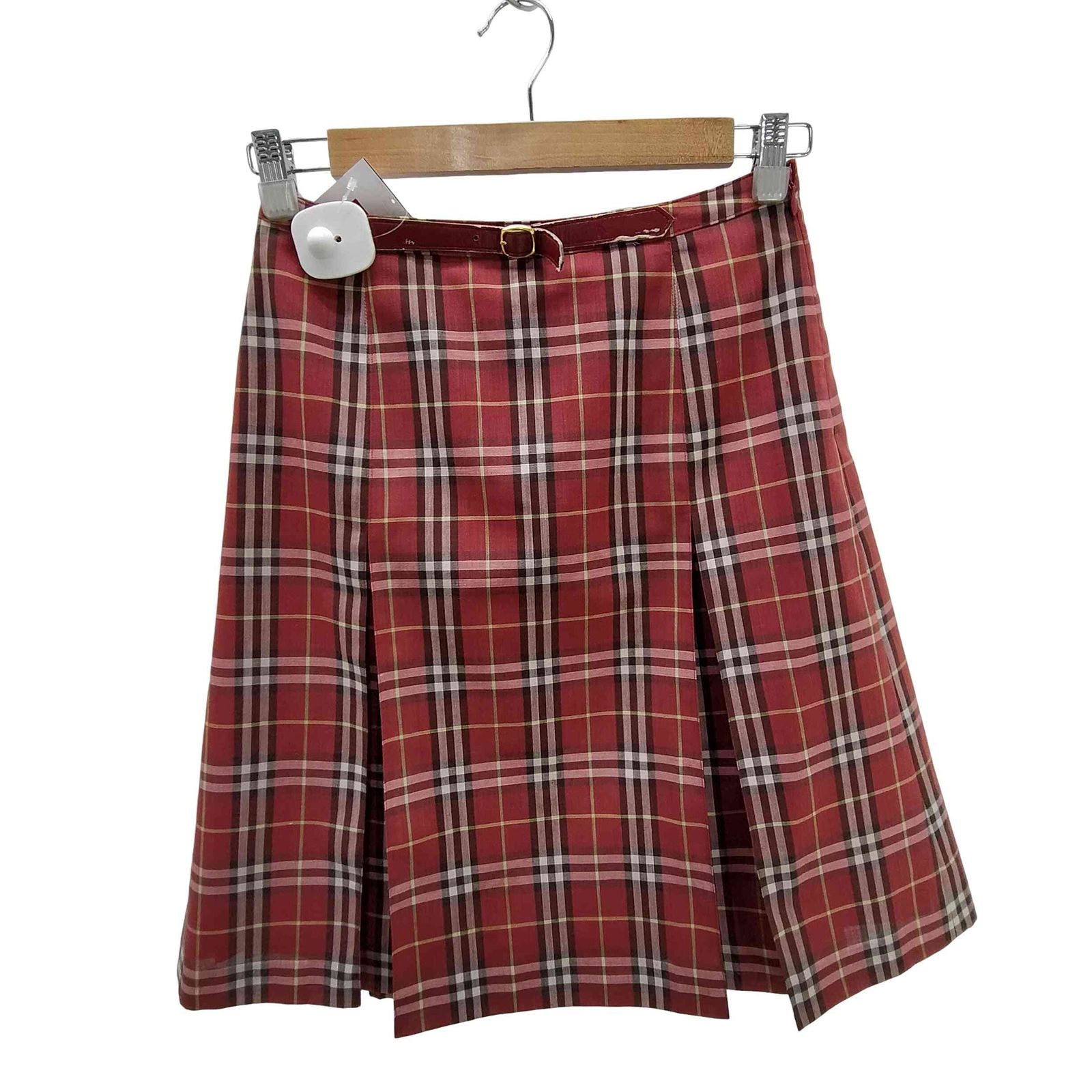 BURBERRY バーバリーブルーレーベル 赤チェック プリーツスカート