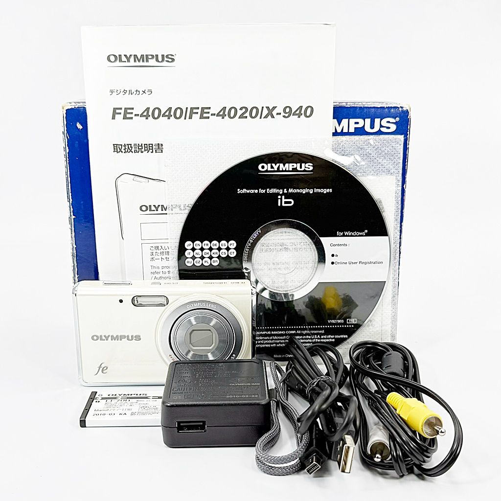 オリンパス OLYMPUS FE-4020 パールホワイト コンデジ カメラ 中古
