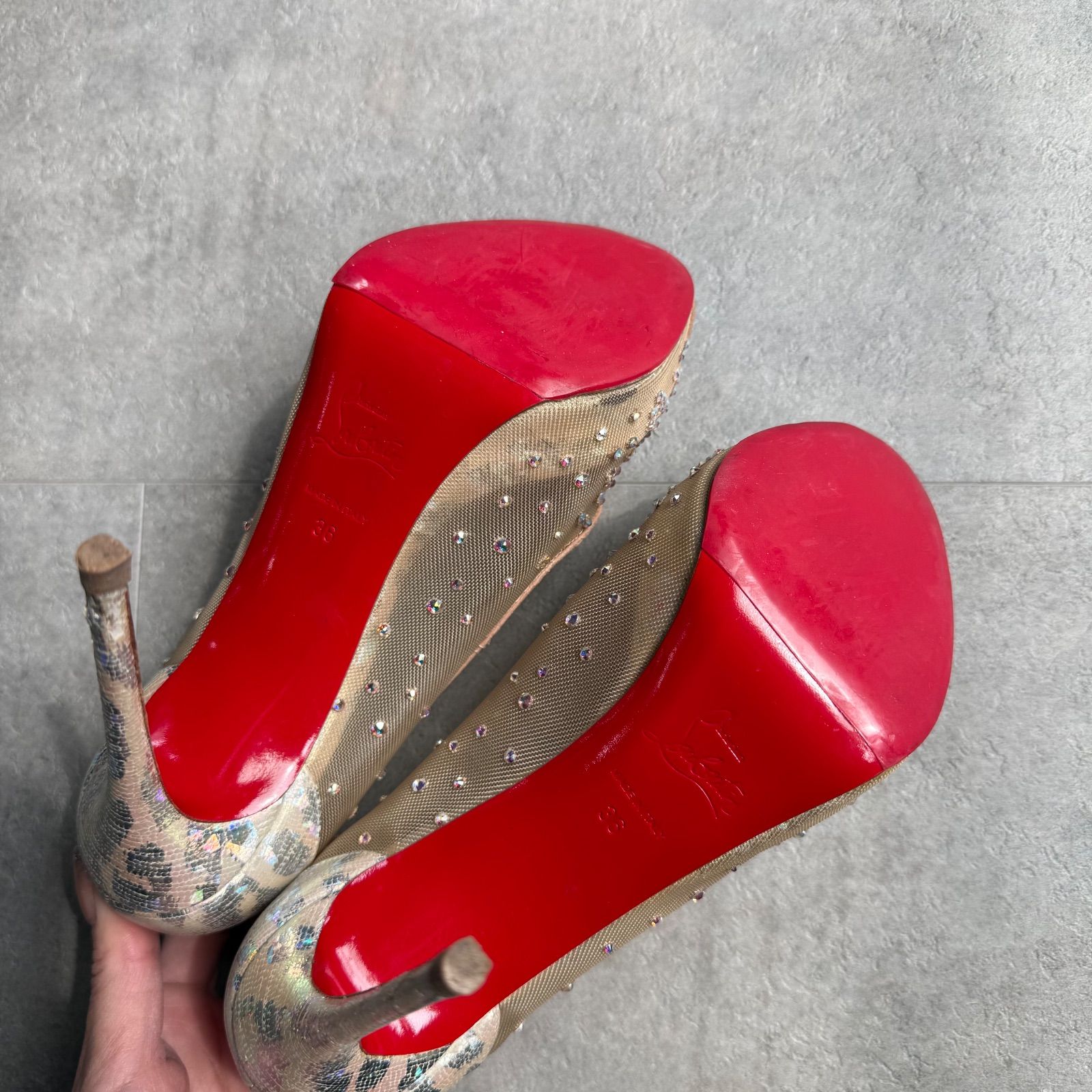美品 Christian Louboutin クリスチャンルブタン スワロフスキー 