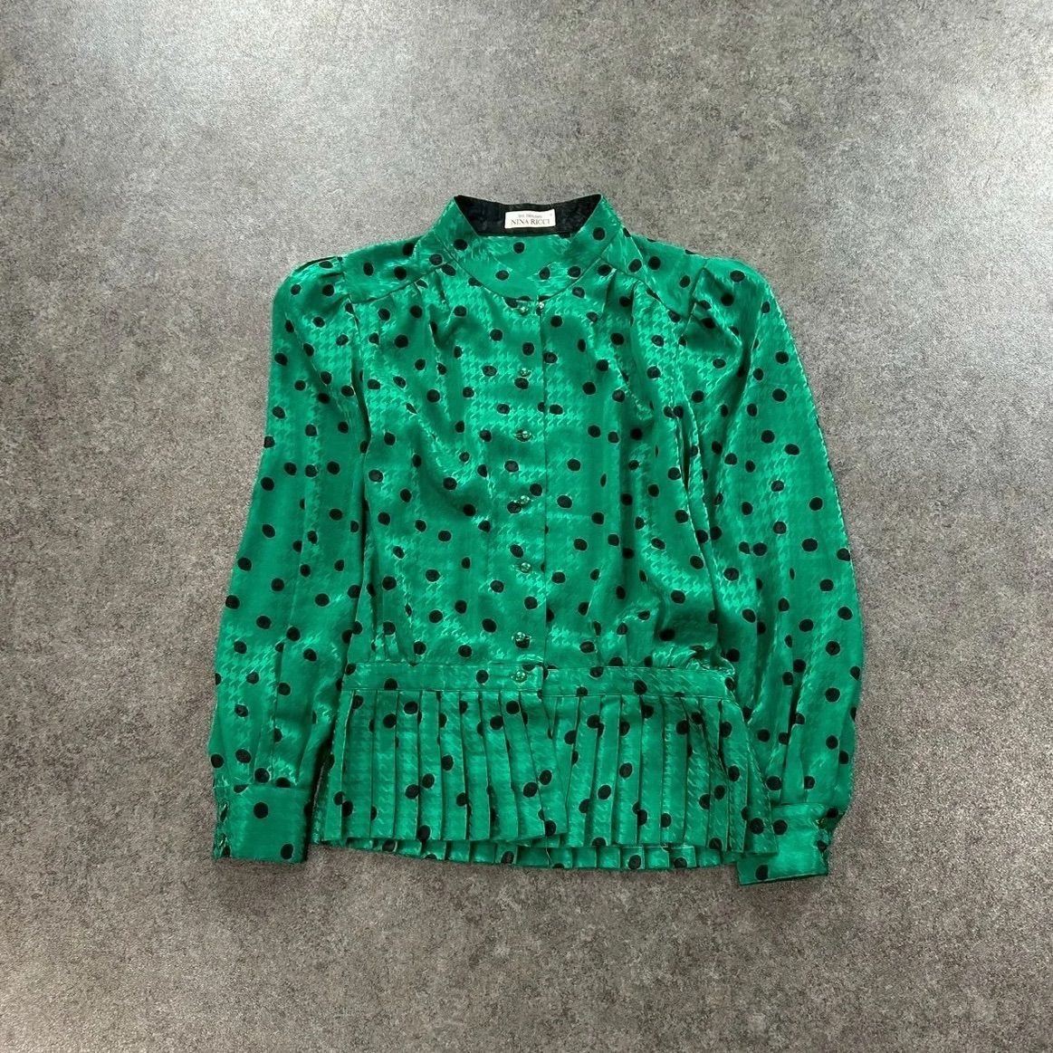 90s Vintage NINA RICCI ニナリッチ 長袖シャツ ブラウス スタンド 