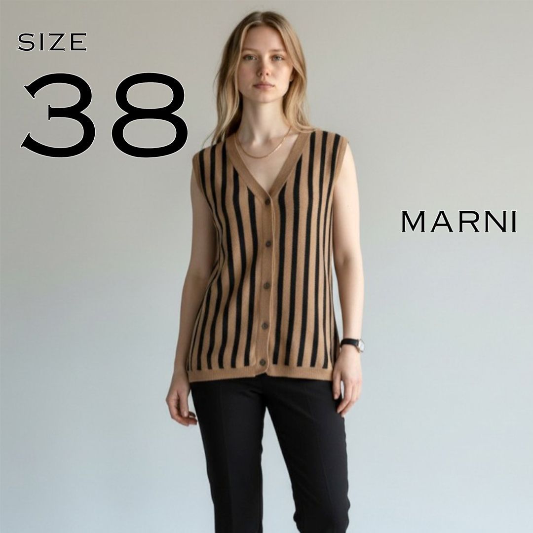 美品】MARNIマルニ イタリア製 コットン製 ボーダー柄 ノースリーブ 