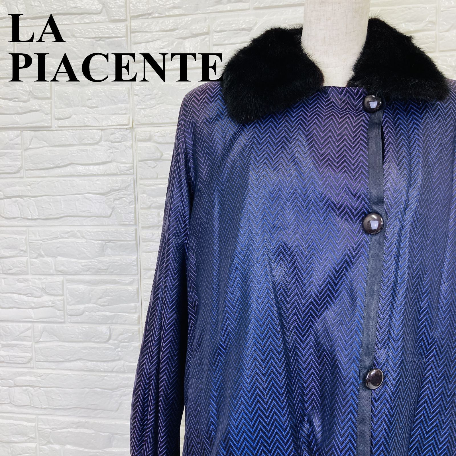 LA PIACENTE ラピアチェンテ コート シルク混 ネイビー 9号M相当 0310K 7,200円