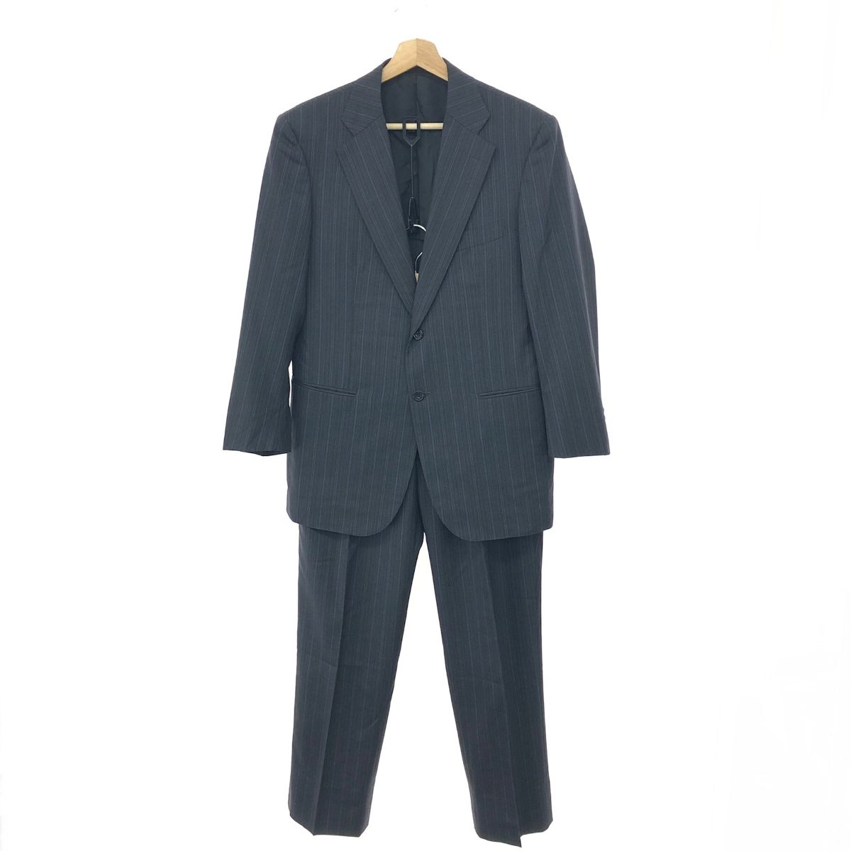BURBERRY LONDON バーバリーロンドン ストライプ2Bスーツ サイズ:AB6 A6 背抜き/薄地/ジャケット＆パンツ    グレー/ネイビー メンズ / 240001193760 BURBERRY LONDON バーバリーロンドン ストライプ2Bスーツ サイズ:AB6
