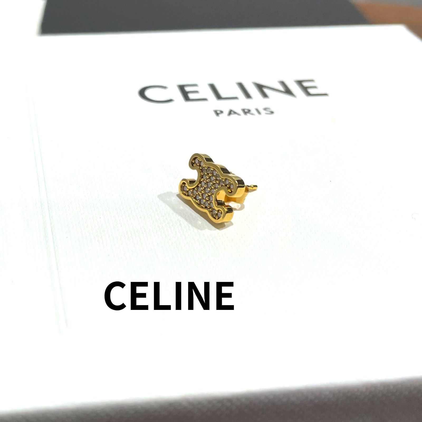 片側のみ CELINE セリーヌ ピアス トリオンフ ラインストーン