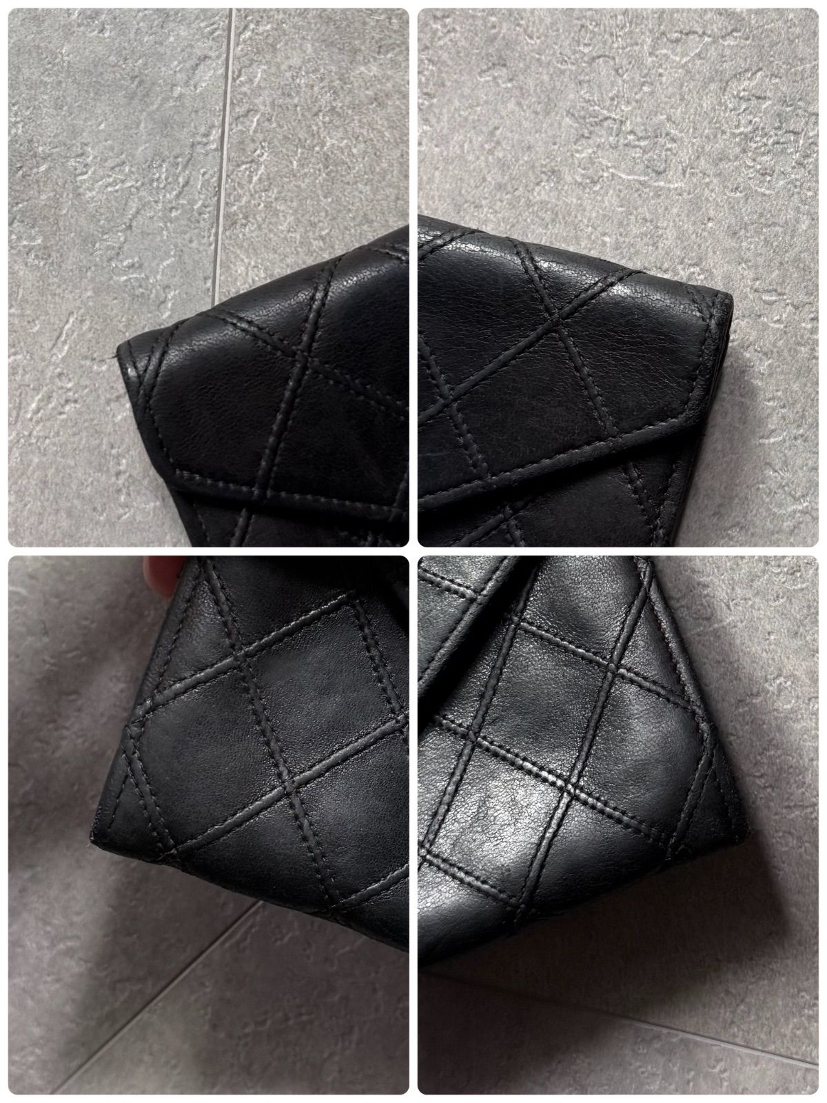 CHANEL シャネル ココマーク ビコローレ 二つ折り財布 レザー ブラック