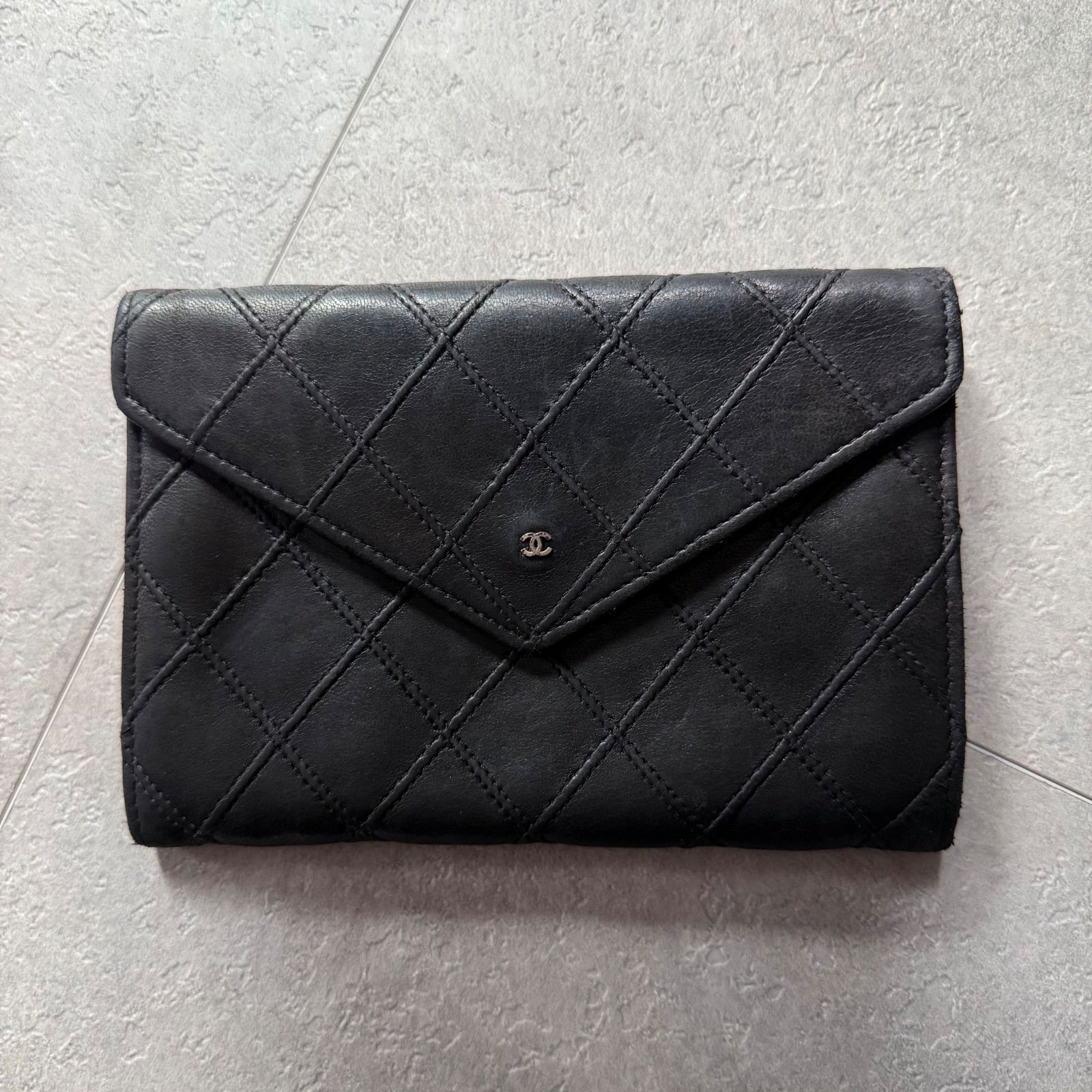 CHANEL シャネル ココマーク ビコローレ 二つ折り財布 レザー ブラック