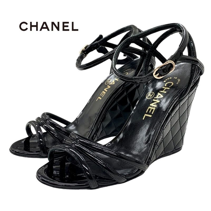 シャネル CHANEL サンダル 靴 シューズ パテント ブラック 黒 未 シャネル CHANEL サンダル 靴 シューズ パテント ブラック 黒 未