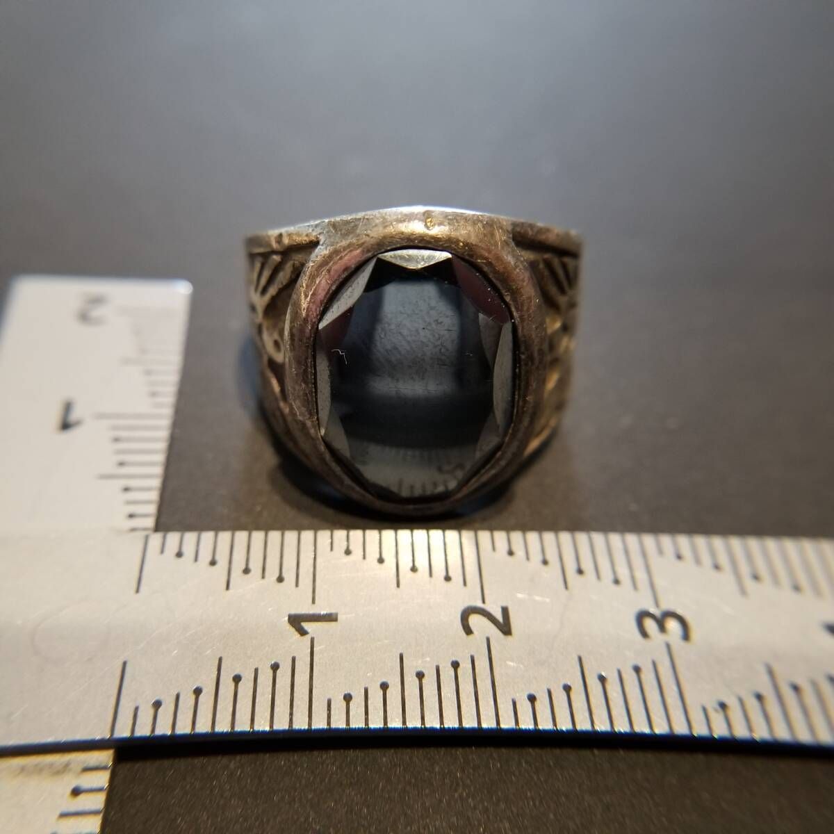 Wheeler Manufacturing ヘマタイト ファセット イーグル彫金 ヴィンテージ シグネット リング 925 シルバー 指輪 銀 大ぶり 存在感 Y26-F Wheeler Manufacturing ヘマタイト ファセット イーグル彫金