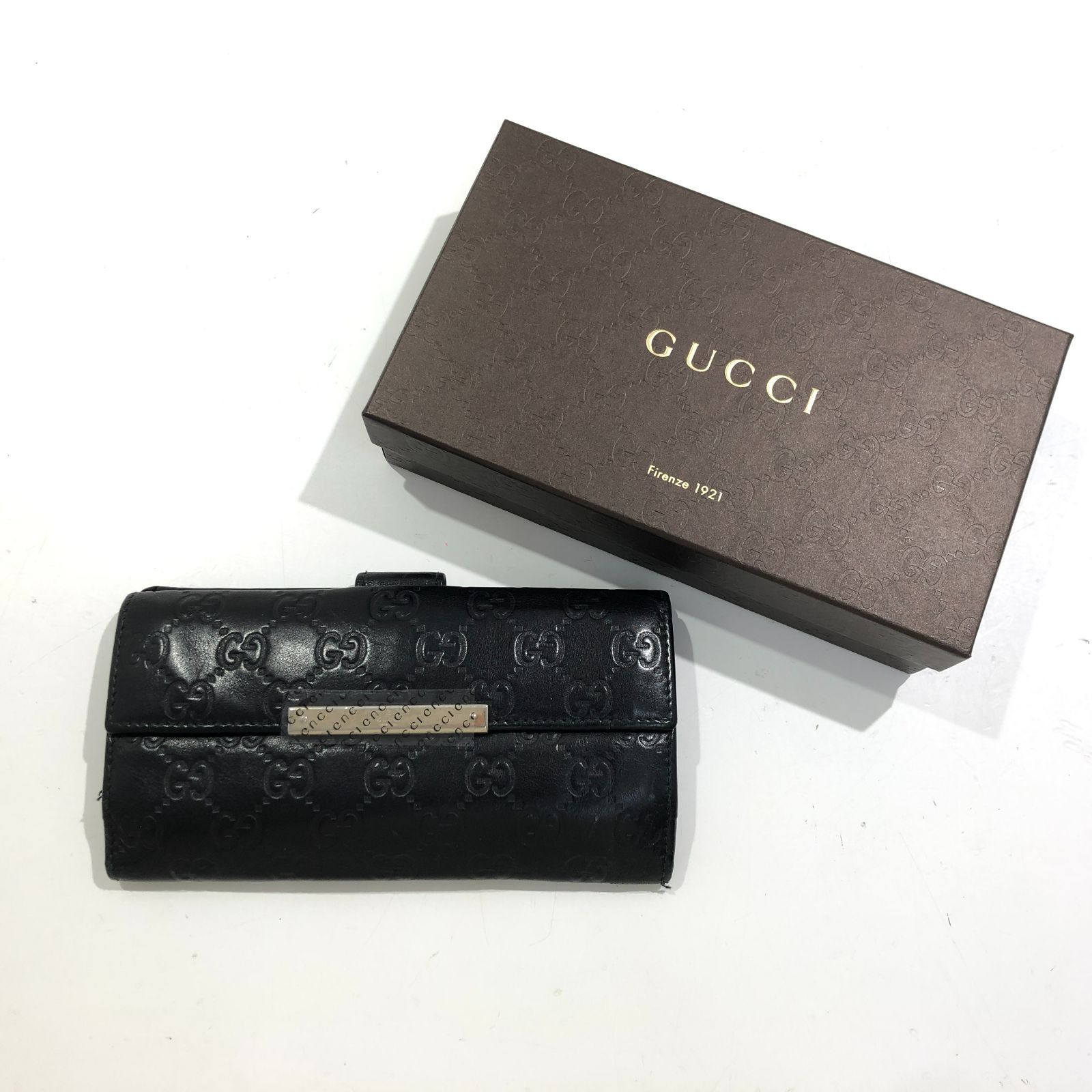 七重浜85-2-080312nh] GUCCI グッチ ダブルスナップロングウォレット 