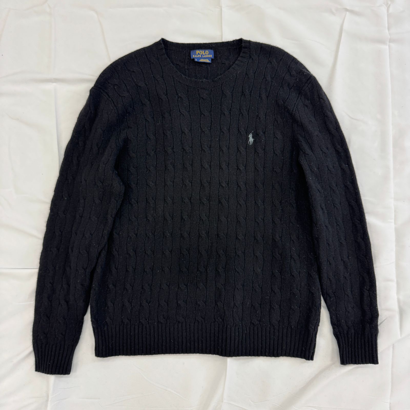POLO RALPH LAUREN ケーブルニット セーター LG L相当 ネイビー ワン 