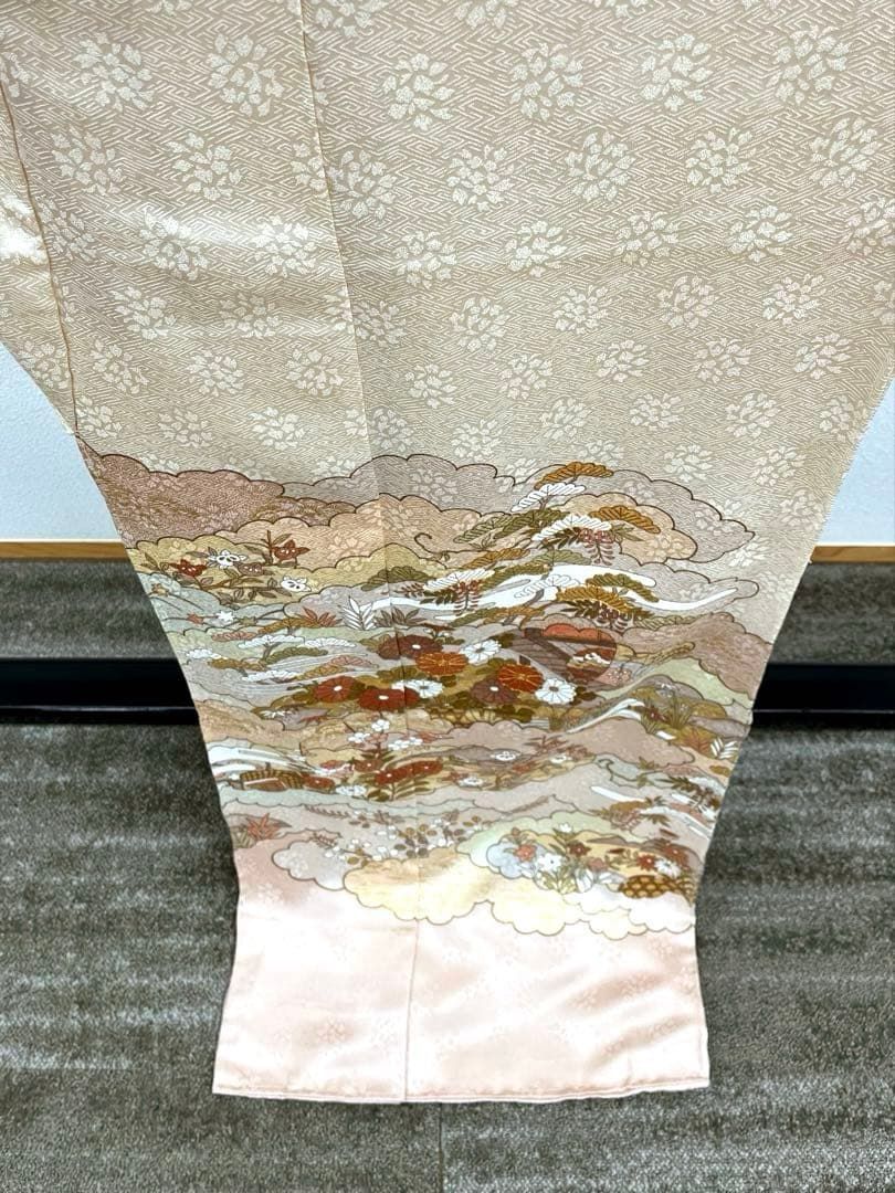 藤井寛 訪問着 仮絵羽 未仕立て品 金駒 金彩 彩の宴 正絹 八掛付き 