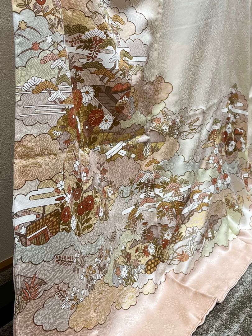 藤井寛 訪問着 仮絵羽 未仕立て品 金駒 金彩 彩の宴 正絹 八掛付き 